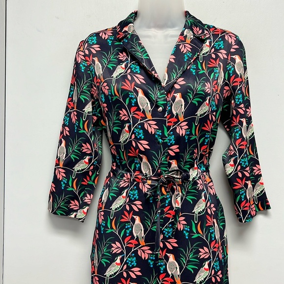 NWT Boden Collar Detail Cropped Jumpsuit -French Navy - Berry Bird  Size 4P - Picture 4 of 16